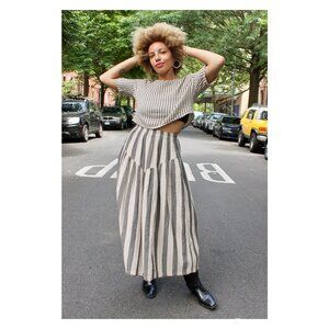 Curator SF Jessie Skirt in Oat & Black Stripe